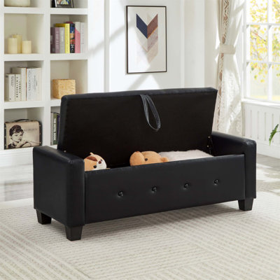 Banc rembourré en similicuir de 48 pouces avec rangement spacieux pour un usage multiple dans la chambre à coucher, le salon et le couloir