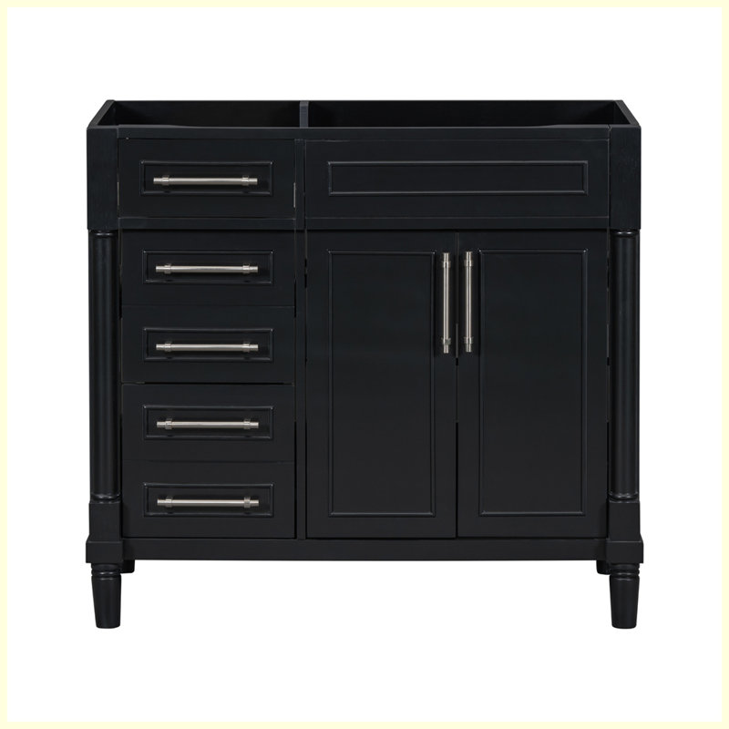 Modern Freestanding Bathroom Storage Cabinet with 2 Drawers and a Tip-out Drawer