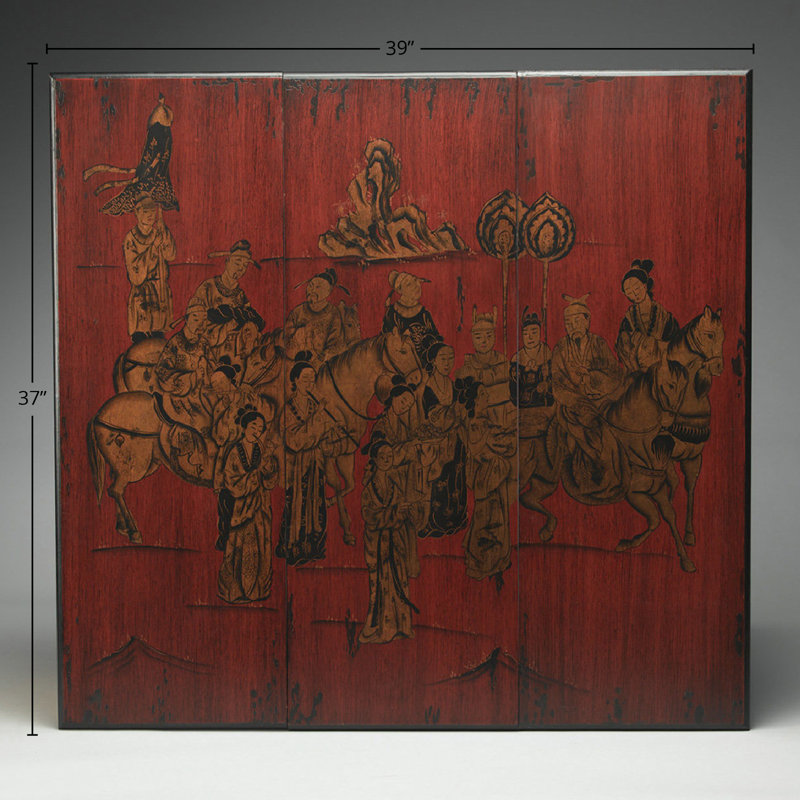 3-Piece Chinoiserie Design Wall Panel Figurine Set