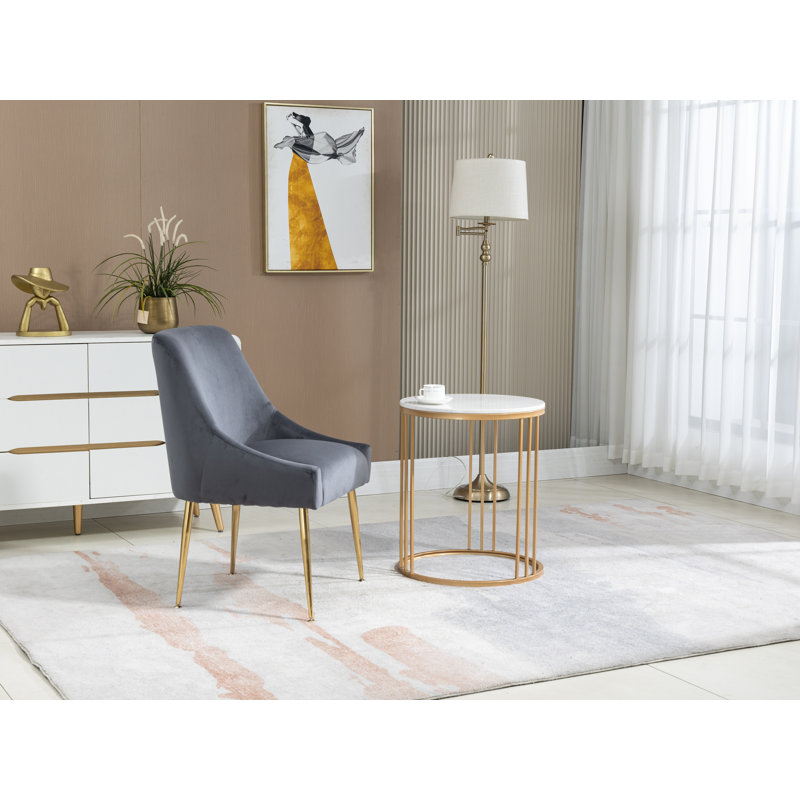 Chaise d'appoint en velours Lashana, Gris