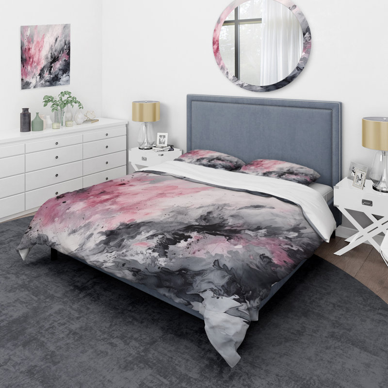 Ensemble de housse de couette en microfibre / polyester Evolving In Pink Gray