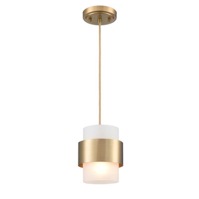 Luminaire suspendu moderne en laiton pour îlot de cuisine avec verre givré cylindrique