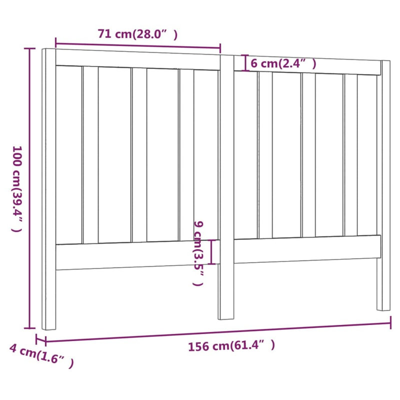 Meiners Solid Wood Headboard, 95 x 100 cm, White