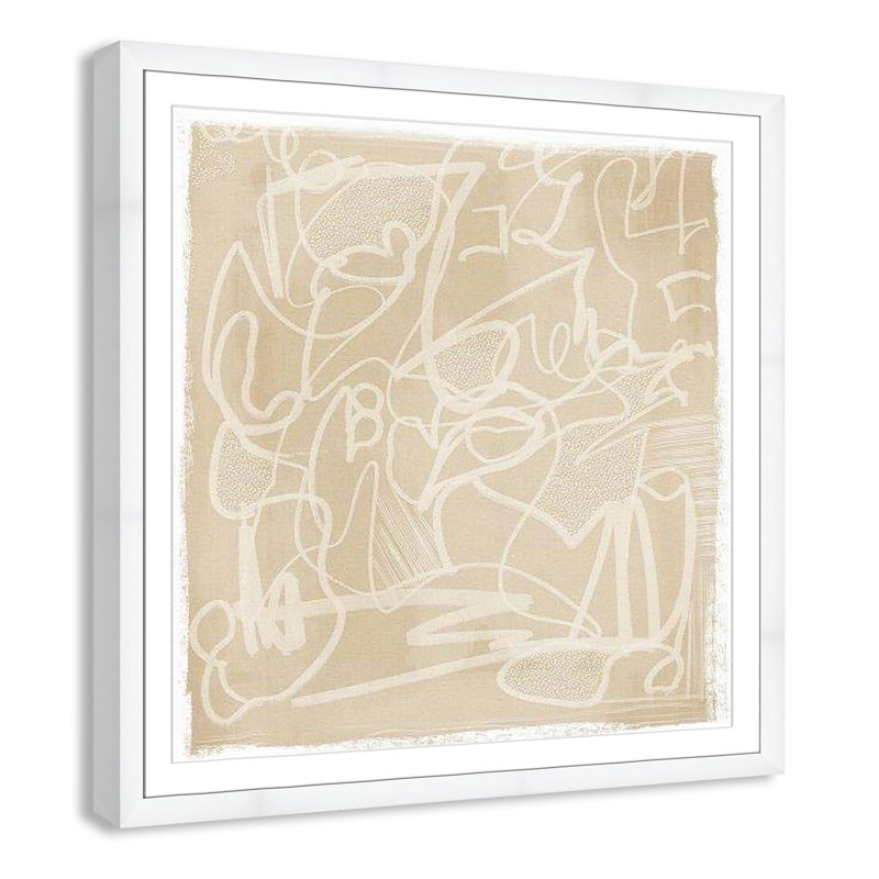 «Scribble Elegance» par Leah Straatsma, Encadrement cubique blanc, H 42,5 po x l 42,5 po x P 1,25 po