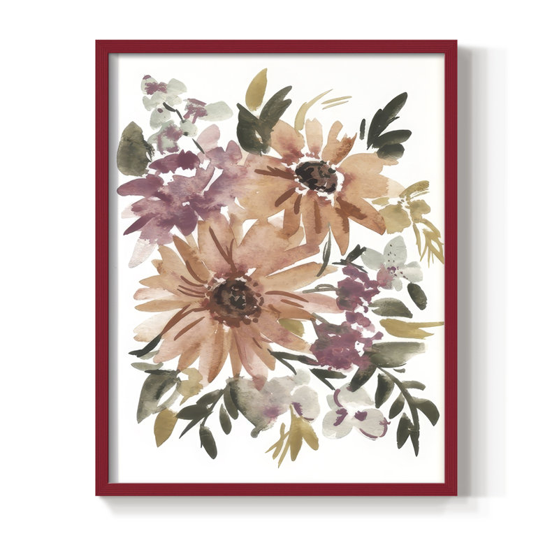 «Spring Fling Bouquet VI», reproduction encadrée - bois massif, H 15 po x l 12 po, Rouge