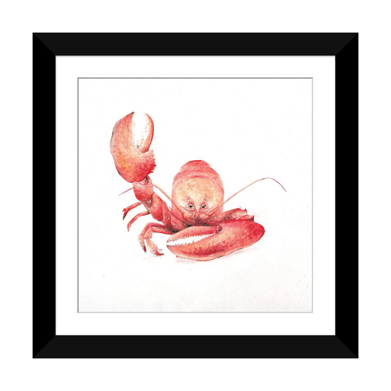 «Lobster», impression sur toile tendue, H 16 po x l 16 po x P 1 po, Papier d'art encadré noir, Blanc