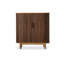 Armoire à chaussures Mid-Century, volet roulant, chêne et noyer