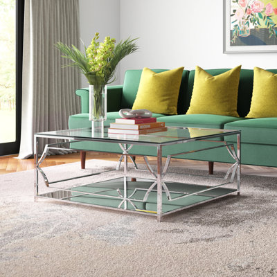Table basse carrée Pangea Home Edward - 4 pieds moderne / Glam