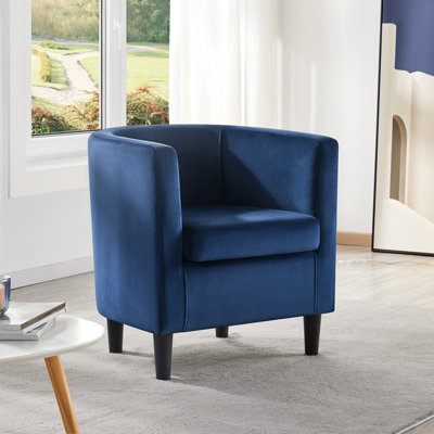 Barrel-Shaped Upholstered Velvet Chair