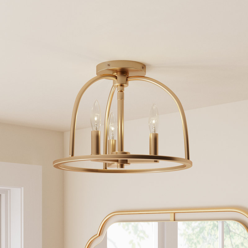 Divina Aleena 3 Light Black Ceiling Mount, Vibrant Gold