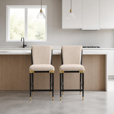 Ensemble de 2 tabourets de hauteur comptoir sans accoudoirs modernes, de fabrication durable et de sièges généreusement rembourrés