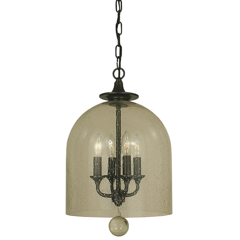 Luminaire suspendu pour cloche 4 lumières unique Goff, Nickel brossé