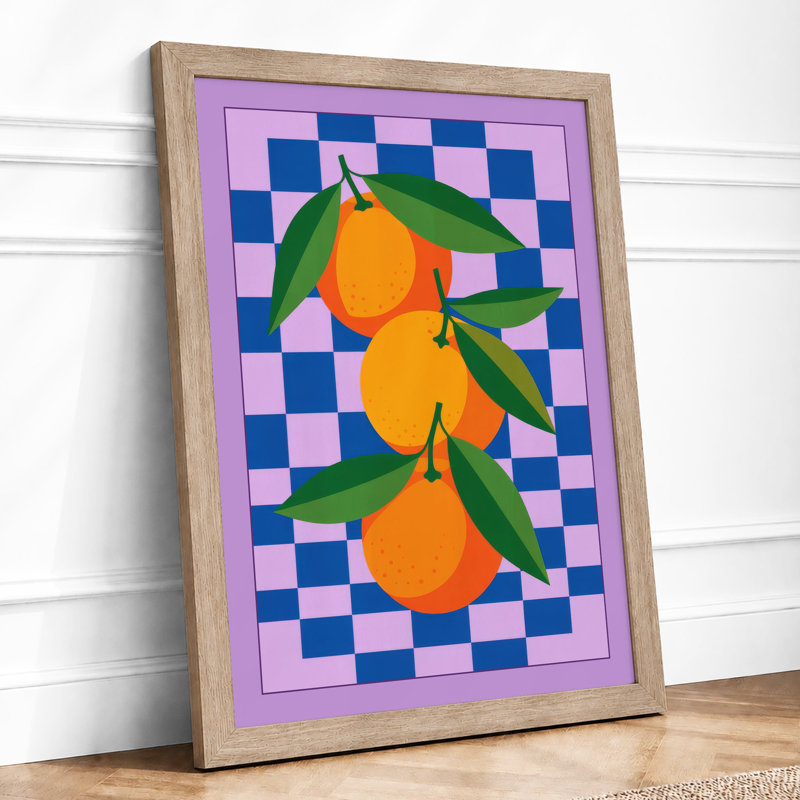 Oranges And Leaves Modern - Print, A1 - 84.1 x 59.4 cm, Oak