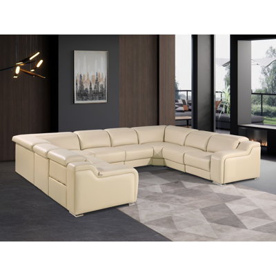 Canapé modulaire inclinable en cuir italien à grain supérieur de 8 pièces Stanwin