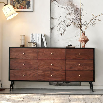 Armoire d'appoint en noyer massif et bois manufacturé