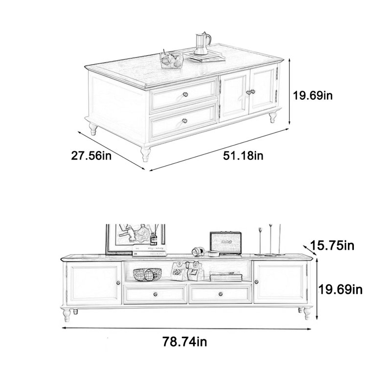 Table basse en pin de qualité, Bois brun foncé