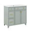 Meuble-lavabo de 36 po avec lavabo en céramique, armoire de rangement pour salle de bain avec tiroirs à double couche et portes à fermeture douce, tablette réglable-115698784