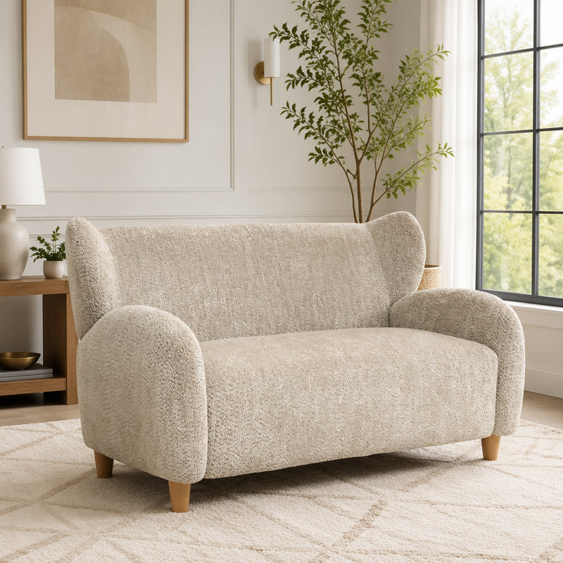 Causeuse en tissu 58 po, Chameau
