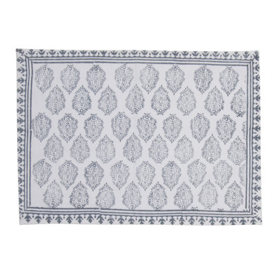 Hand Block Print Placemats, Set of 4, Gray