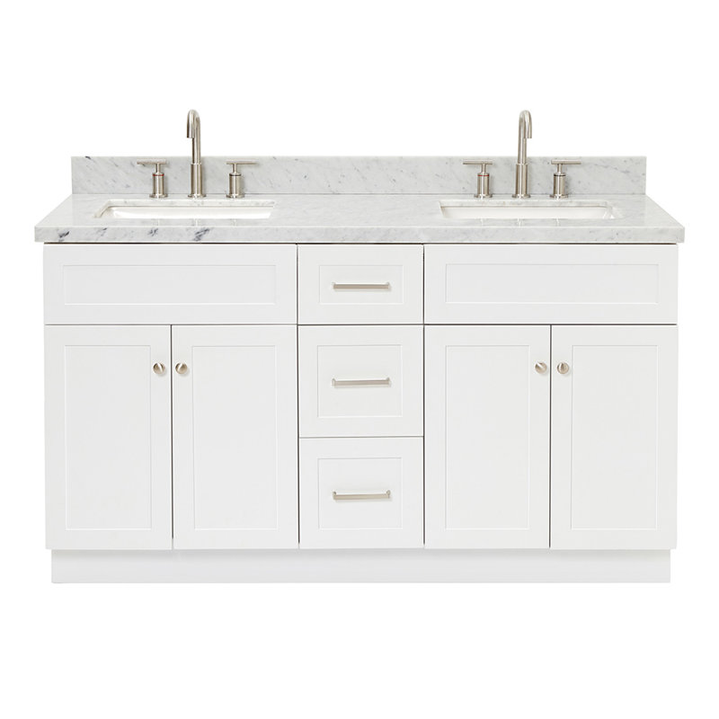 Ensemble de meuble-lavabo double 61 po Hamlet, Blanc