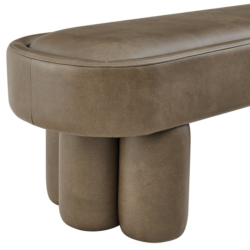Banc ovale en cuir végétalien de 52 po Mossi, Champignon