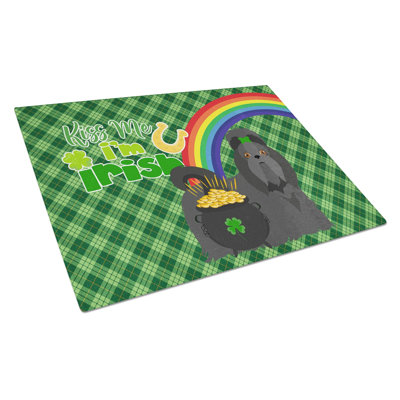 Planche à découper en verre trempé noir Shih Tzu St. Patrick's Day
