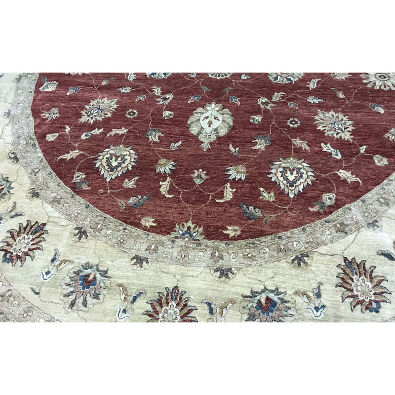Wool Oriental Area Rug in Rust/Gold/Cream
