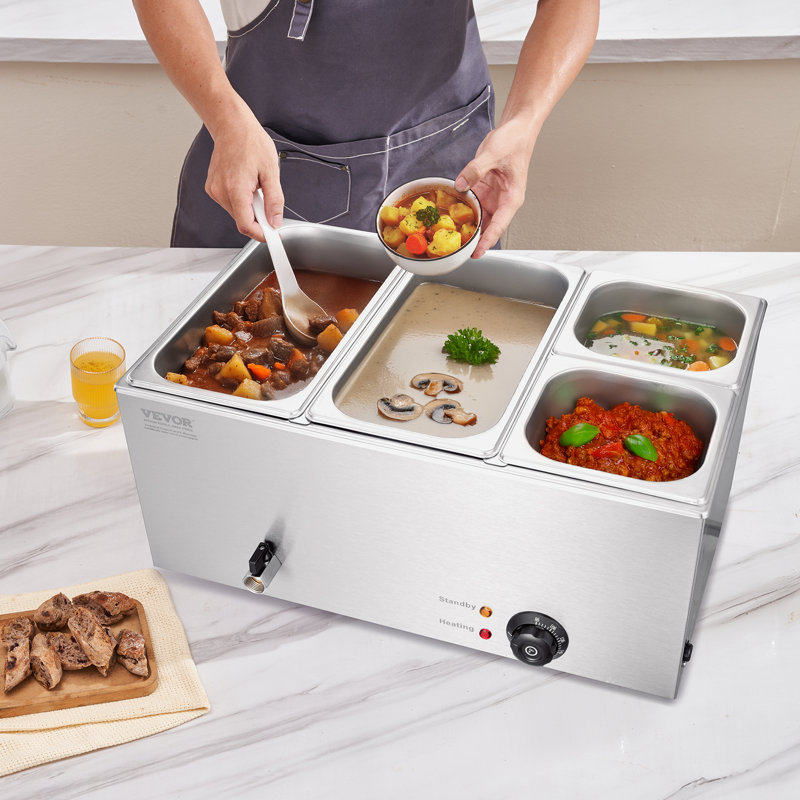 Commercial Electric Food Warmer 4-Pan Countertop Buffet 16.4QT Bain Marie
