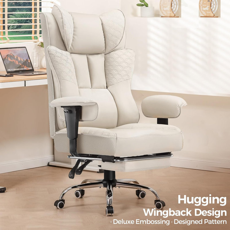  Fauteuil de jeu ergonomique Big et Tall, Cuir beige
