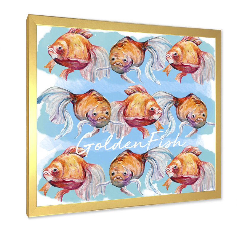 " Fish III ", 16" H x 16" W x 1" D, Gold Picture Framed
