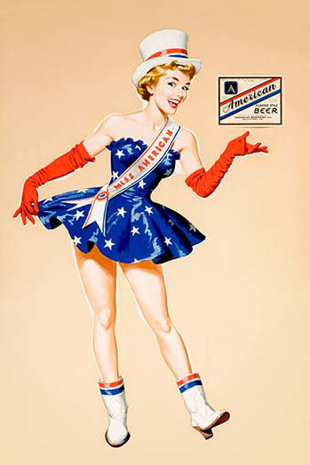 « american bière », affiche rétro, H 42 po x l 28 po x P 1,5 po