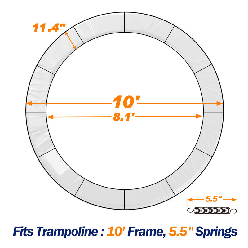Coussin de trampoline avec ouverture, mousse épaisse de 0,8 po, housse de rechange pour ressort de sécurité, sac de rangement supplémentaire