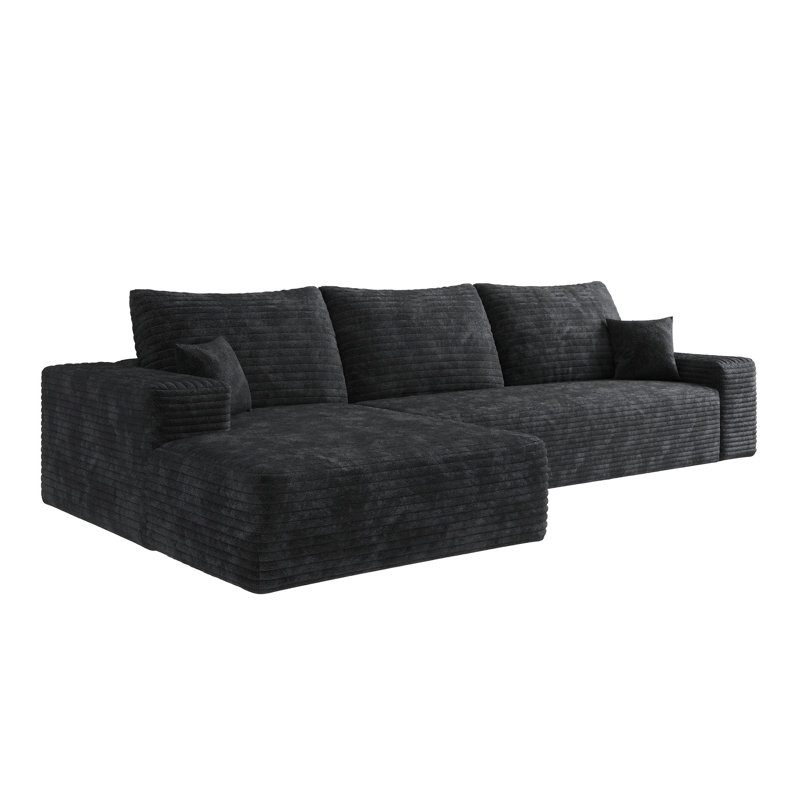 Canapé modulaire de 107 pouces avec méridienne en forme de L pour un confort profond et une vie modulaire moderne., Noir