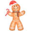 Décoration de jardin d'extérieur gonflable, bonhomme de pain d'épice gonflable de Noël avec une canne de bonbon avec affichage à DEL