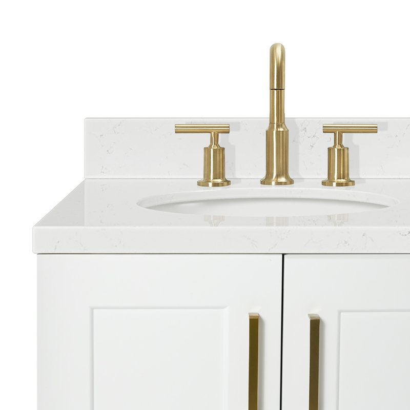 37 IN.  Single Bathroom Vanity, Left, Oval, White