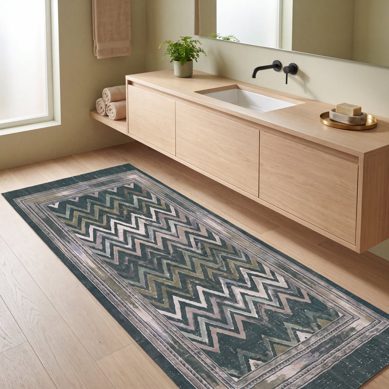 Tapis Cinder2 moderne à rayures effet pinceau, vert, gris et blanc, antidérapant, à poils courts, pour intérieur et extérieur, adapté aux animaux domestiques, salon, chambre, salle à manger, entrée, couloir, bureau, lavable