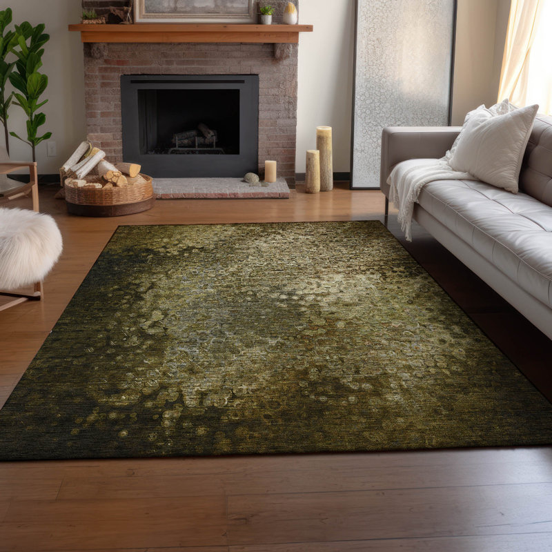 Tapis brun Cerrito AMF565 lavable à la machine de qualité supérieure, Rectangle 5 pi x 7 pi 6 po