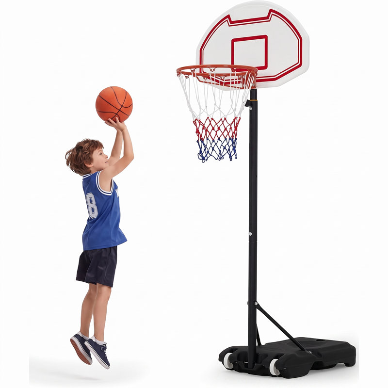 Panier de basket réglable en hauteur (97,5 à 3 m), panneau incassable de 76 cm, panier portatif avec roulettes et base lestable, pour une utilisation intérieure et extérieure (allée et jardin).