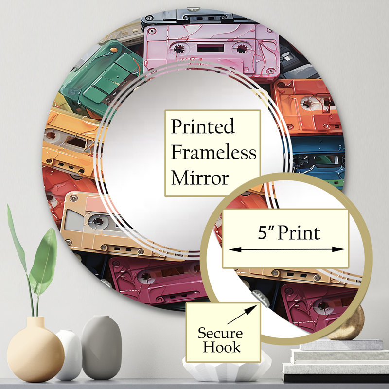 Vasillios - Miroir mural moderne rond, 24 po x 24 po