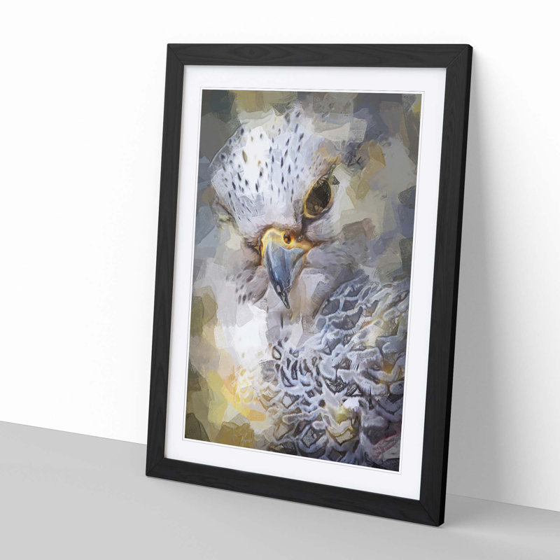 Hawk Bird in a Golden Light in Abstract - Picture Frame Graphic Art Print on MDF, Black Framed, 87cm H x 62cm W x 2cm D