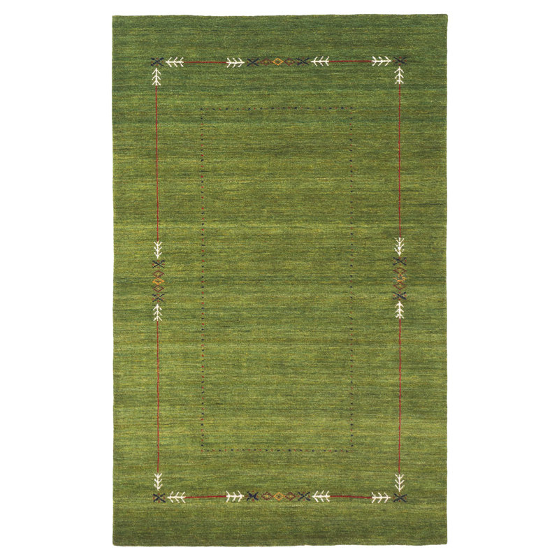 Tapis vert Kashkuli Gabbeh 4 pi 11 po x 7 pi 9 po