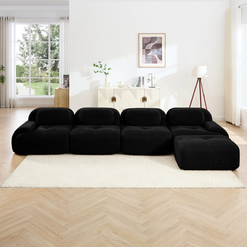 Modulaire 4 avec velours côtelé lisse, conception antidérapante et éponge à rebond rapide pour une vie confortable
