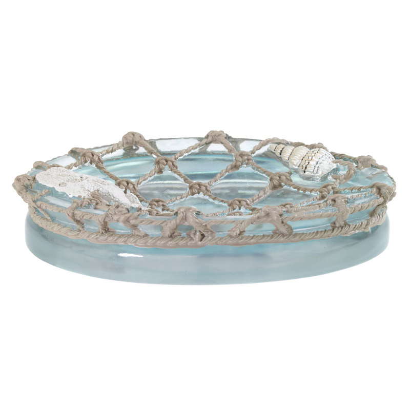 Seaglass Aqua Blue Resin Coastal Soap Dish