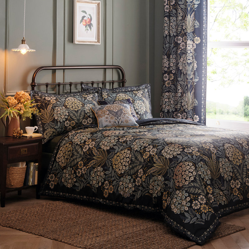 Evelina Cotton Floral Duvet Cover Set with Pillowcases Included, King Duvet Cover + 2 Standard Pillowcases