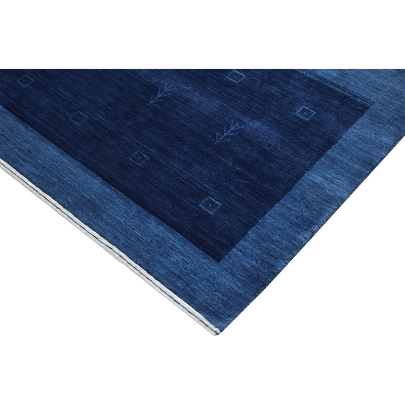 Hand Knotted Geometric Area Rug in Blue, Rectangle 10' x 14'