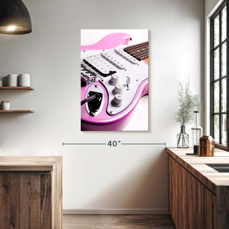 Abarca Retro Pink Electric Guitar, 39" H x 26" W