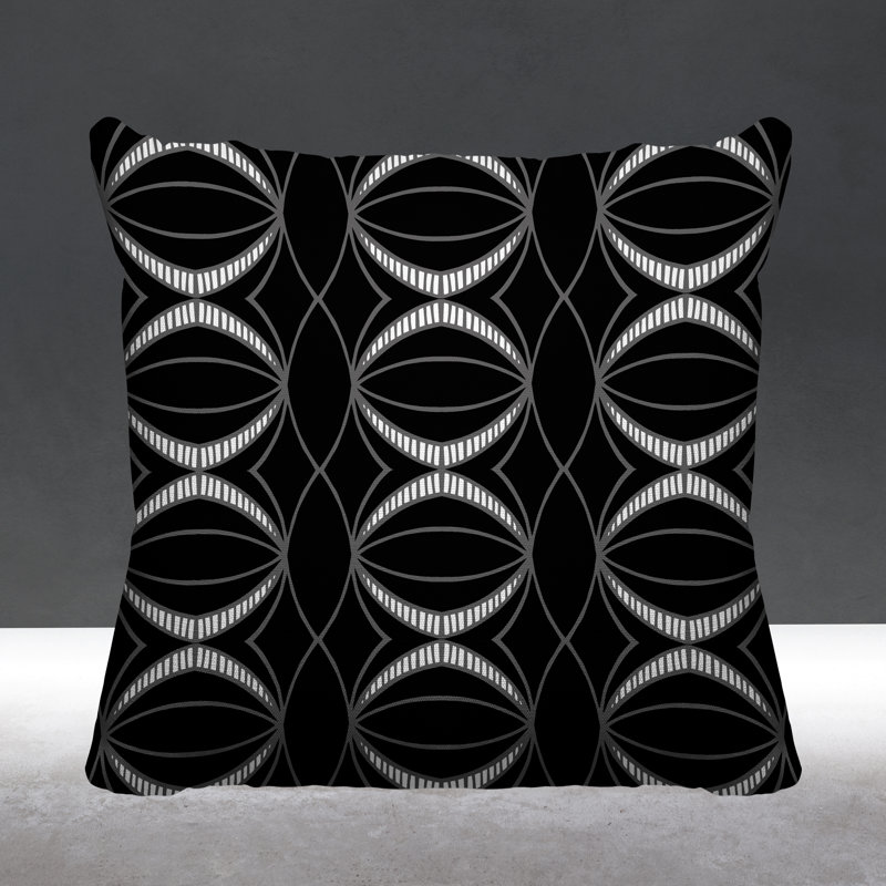 Coussin décoratif intérieur / extérieur Samira, L 17 po x H 17 po, Noir