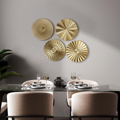 4 pièces d'art mural en métal Sunburst