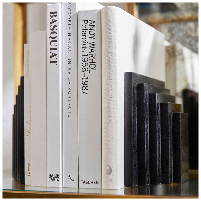 Epilogue Marble Non-skid Bookends, Black