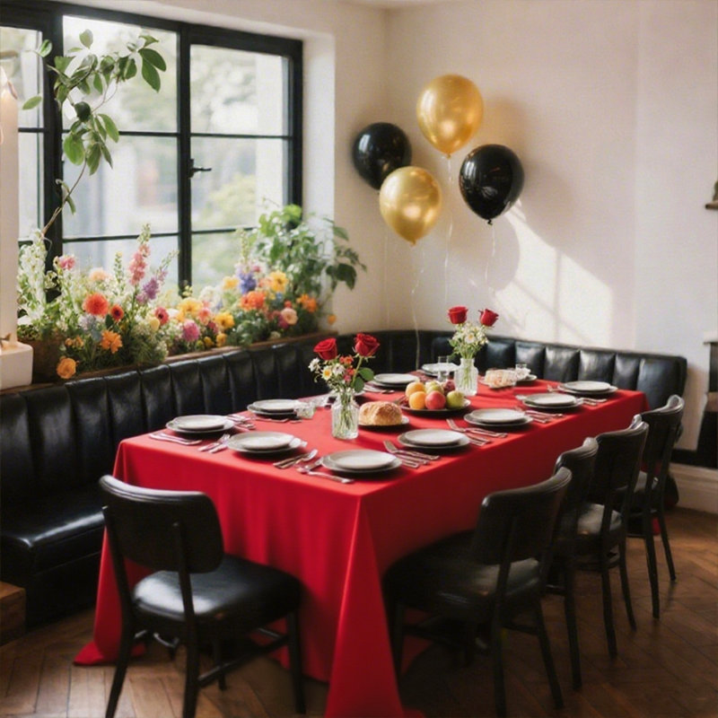 2pcs/pack Of Rectangular 90*156In Polyester Tablecloths,multiple colors,suitable for parties, birthday celebrations, kitchen and dining room decoration, wedding decor, and home furnishings. Fits an 8ft rectangular table. Stylish and durable